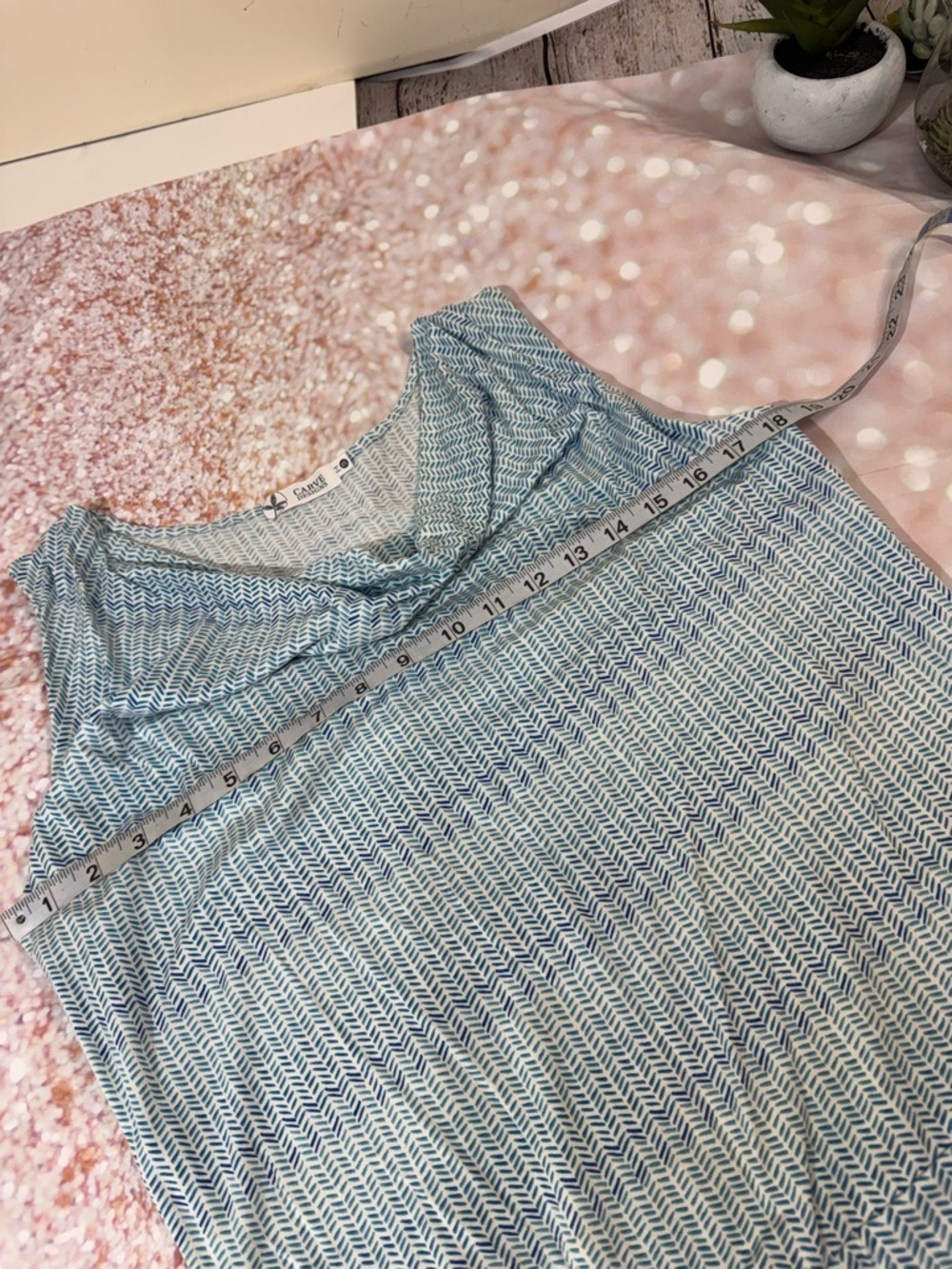 Carve Designs Luisa Blue Patterned Tank Top XS - Picture 5 of 7
